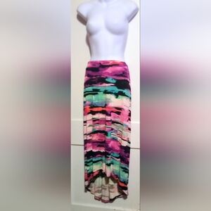 🛍️ BUNDLE ONLY 🛍️Apt. 9 Vibrant Watercolor Stripe Maxi Skirt - Pink & Teal